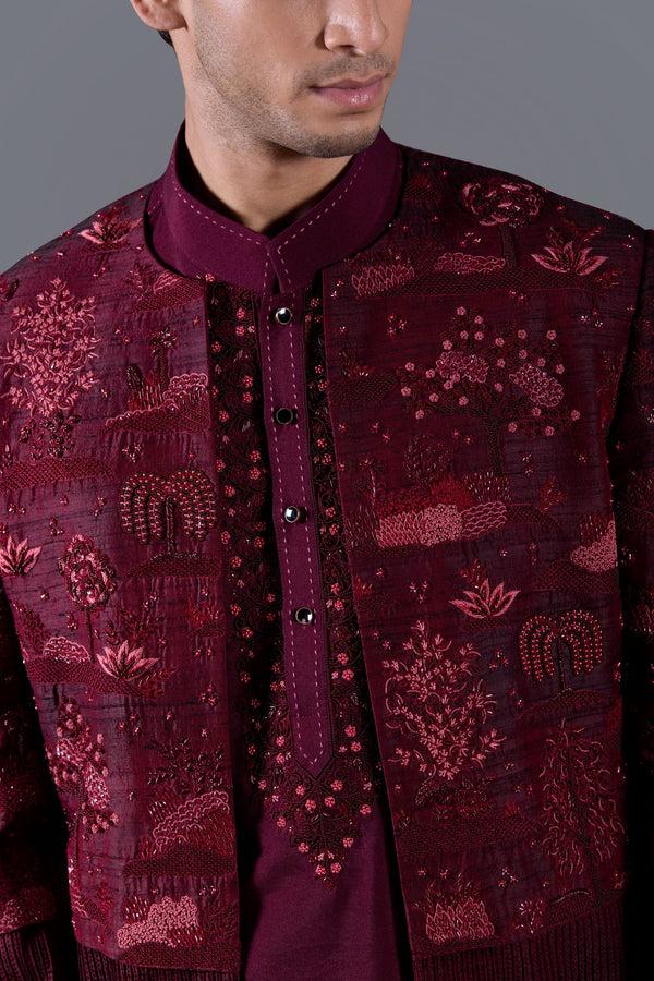 B More Imperial Garnet Ensemble Indo-Western Set