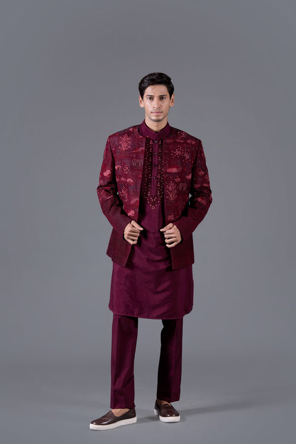 b more Imperial Garnet Ensemble Indo-Western set