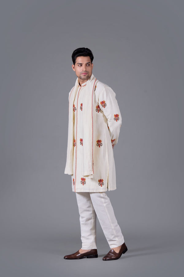 B More Ivory Blossom Kurta Set With Dupatta