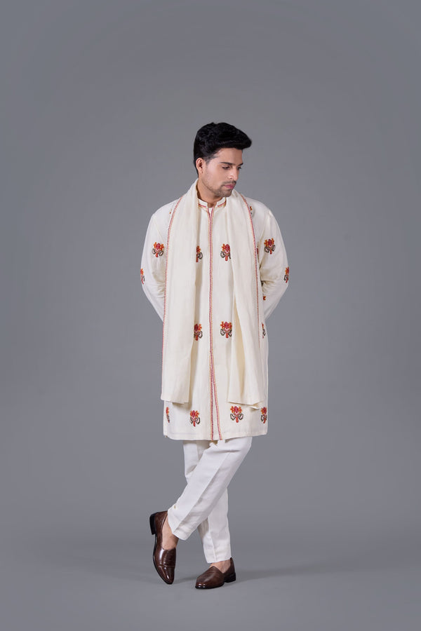 b more Ivory Blossom Kurta Set with Dupatta