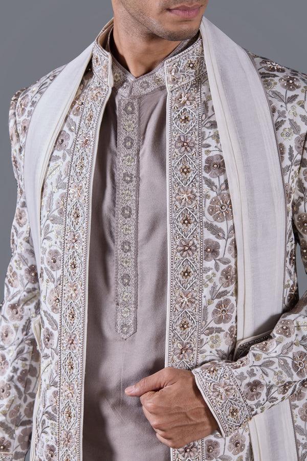 B More Maharaja Ivory Indo-Western Set