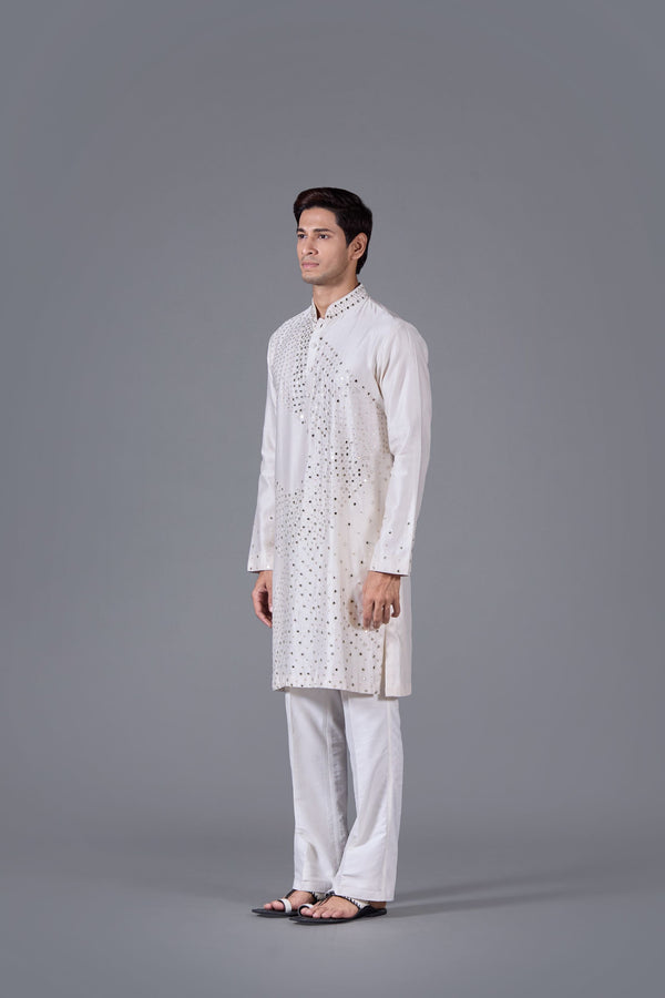 B More Moonlit Elegance Linen Silk Kurta Set