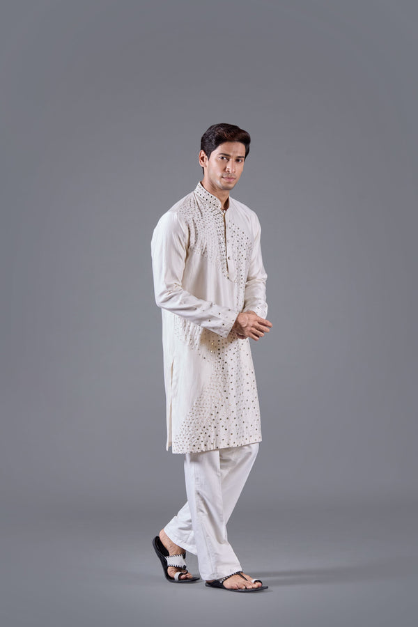 B More Moonlit Elegance Linen Silk Kurta Set