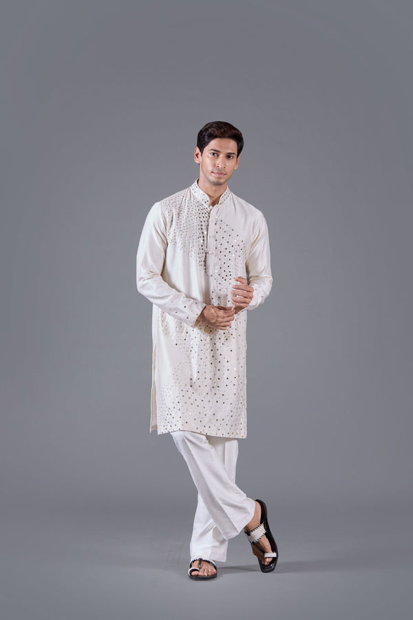 b more Moonlit Elegance Linen Silk Kurta Set