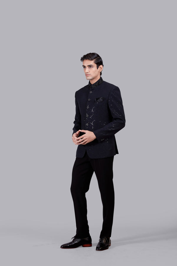 B More NAVY BLUE BOOMARIYO FOIL PRINT JODHPURI