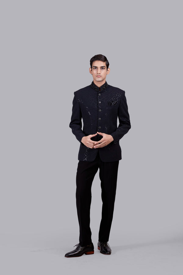 b more NAVY BLUE BOOMARIYO FOIL PRINT JODHPURI