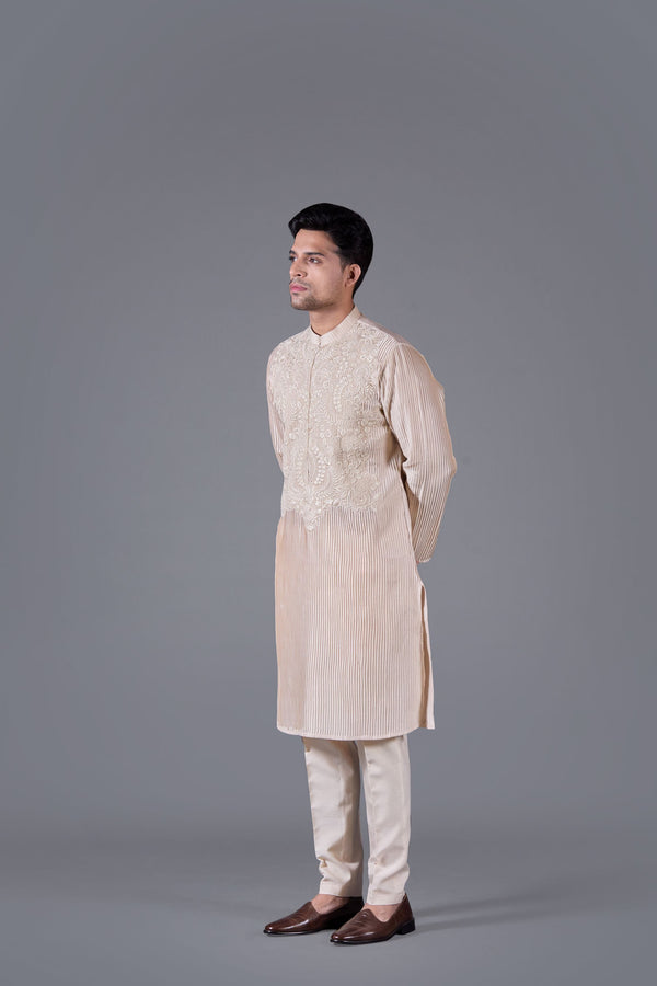 B More Opulent Cream Silk Kurta