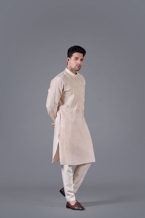 B More Opulent Cream Silk Kurta