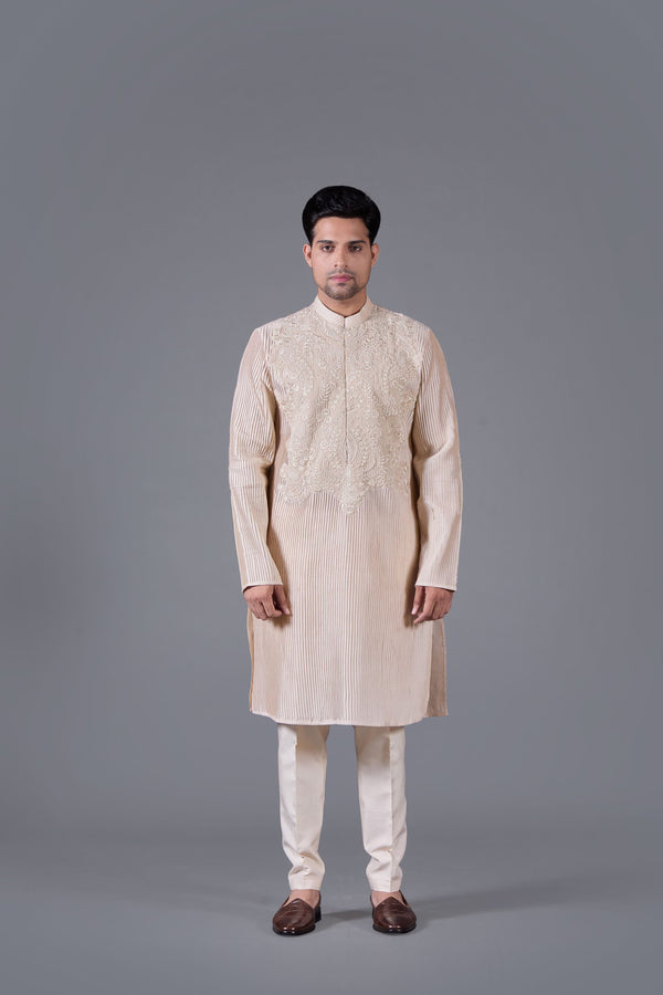 b more Opulent Cream Silk Kurta