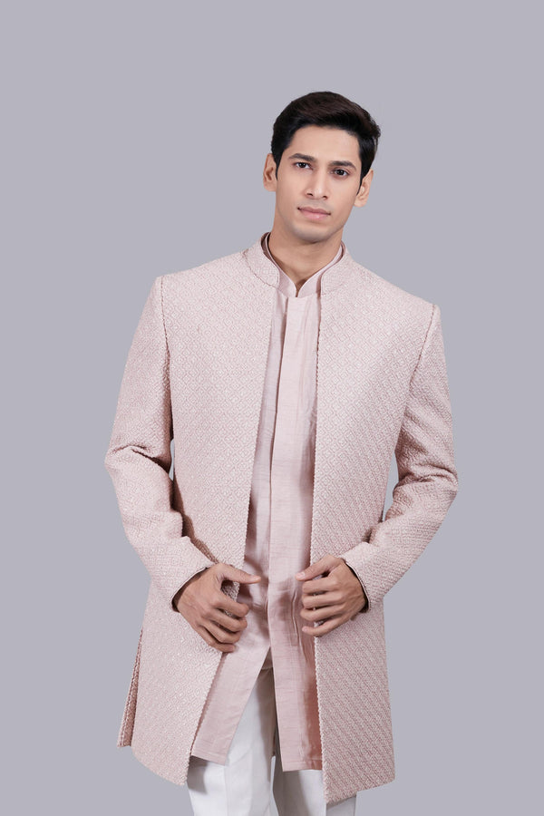 B More PEACH SILK CUTDANA WORK INDO WESTERN