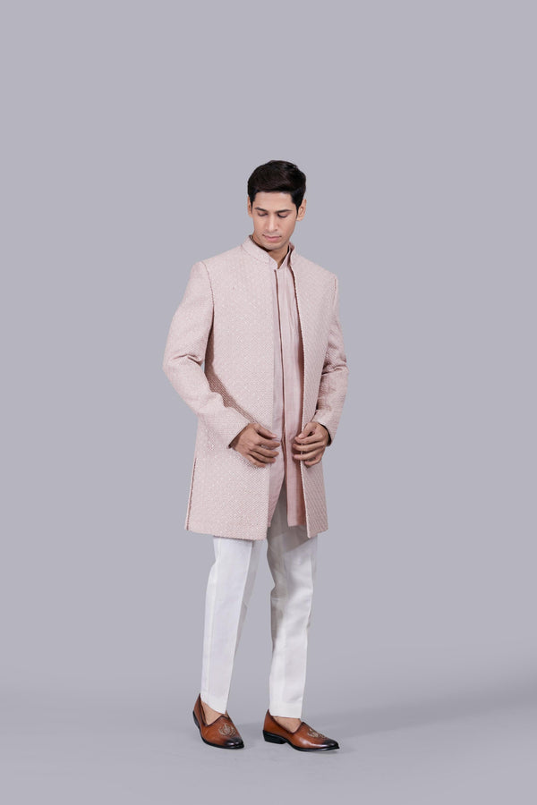 b more PEACH SILK CUTDANA WORK INDO WESTERN