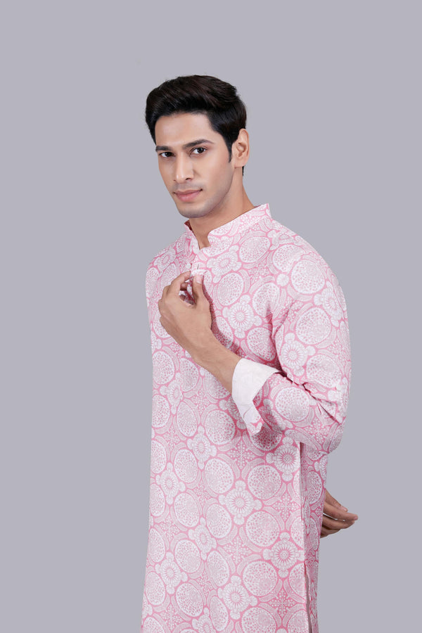 B More PINK DIGITAL PRINT LINEN KURTA SET