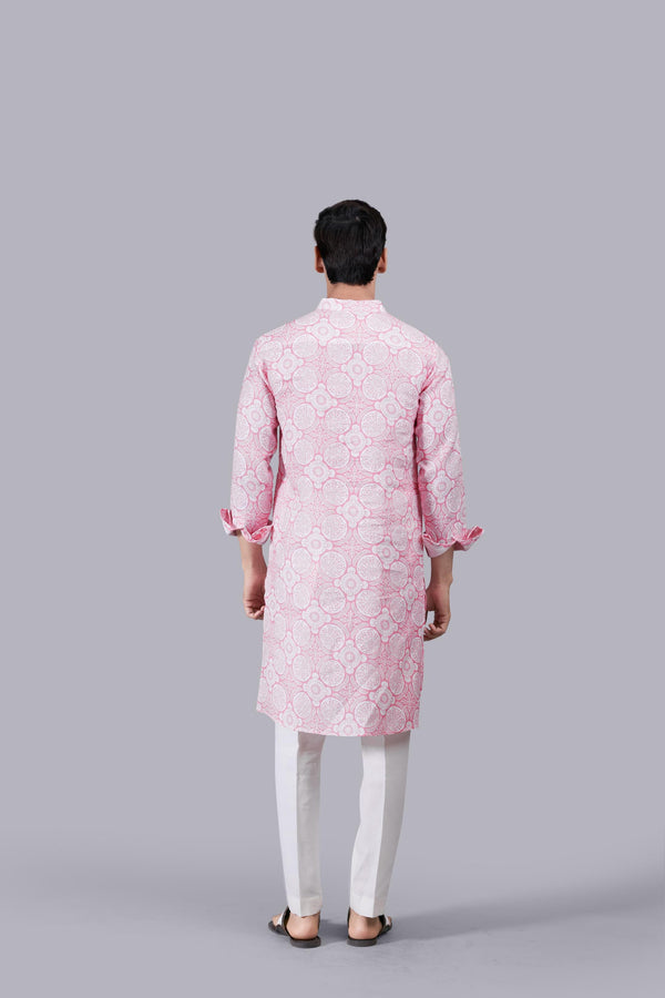 B More PINK DIGITAL PRINT LINEN KURTA SET