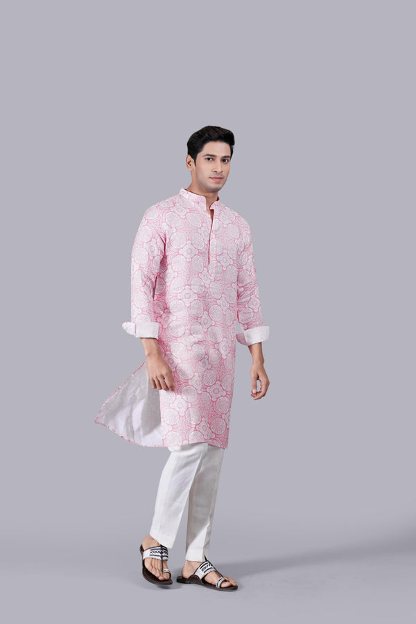 B More PINK DIGITAL PRINT LINEN KURTA SET