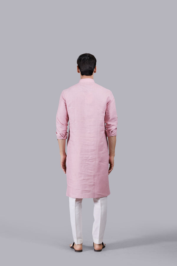 B More PINK LINEN KURTA SET