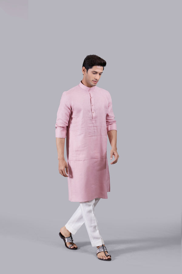B More PINK LINEN KURTA SET