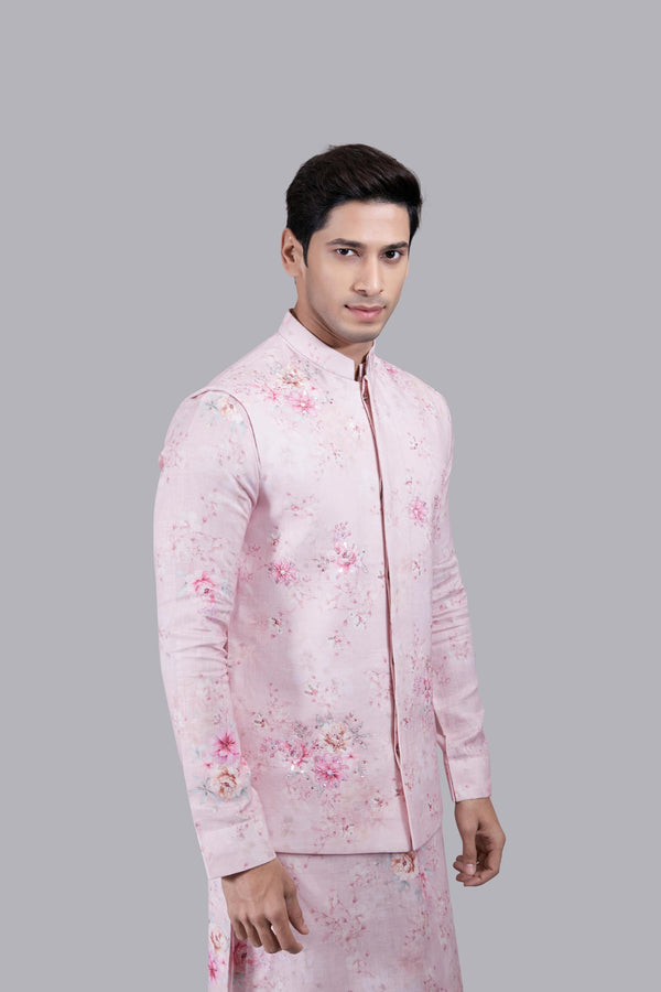 B More PINK LINEN THREAD WORK BUNDI SET