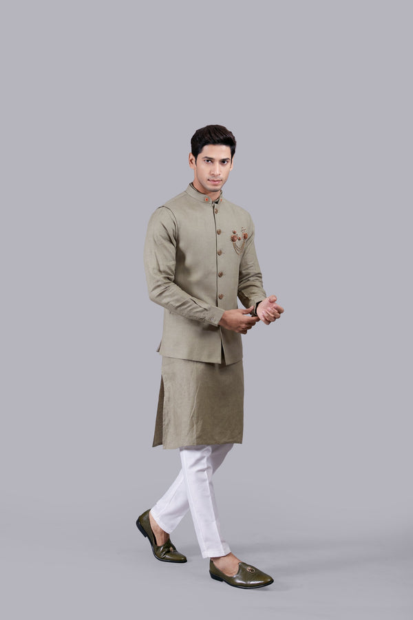 B More PISTACHIO LINENT WOODEN BROOCH BUNDI SET