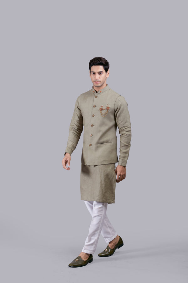 B More PISTACHIO LINENT WOODEN BROOCH BUNDI SET