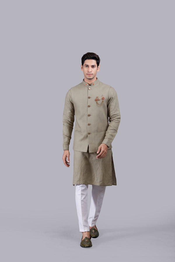 b more PISTACHIO LINENT WOODEN BROOCH BUNDI SET