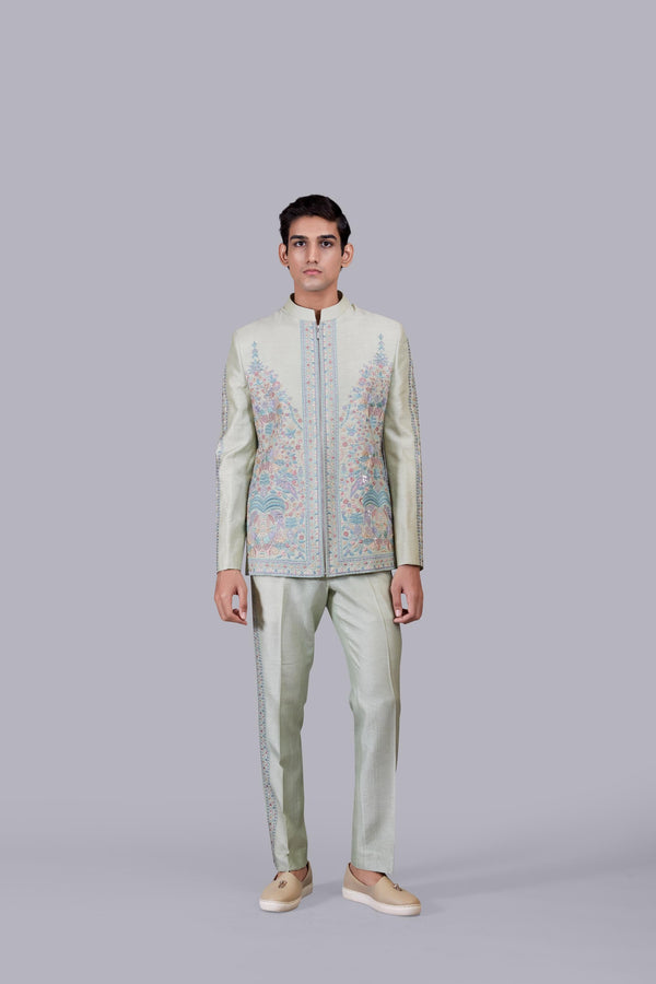 b more PISTACHIO SILK CUTDANA WORK JACKET