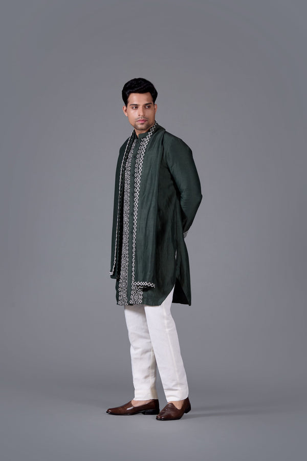 B More Regal Bottle Green Kurta Set