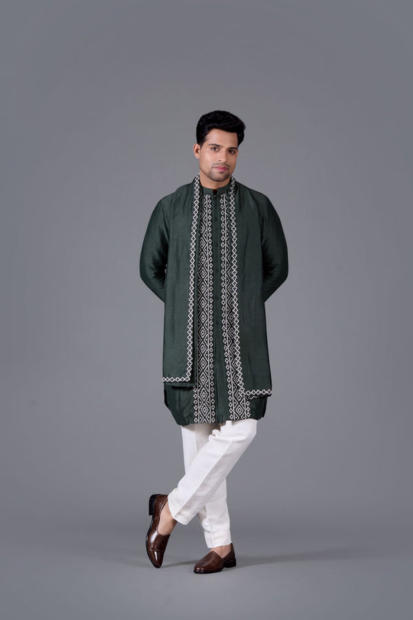 b more Regal Bottle Green Kurta Set
