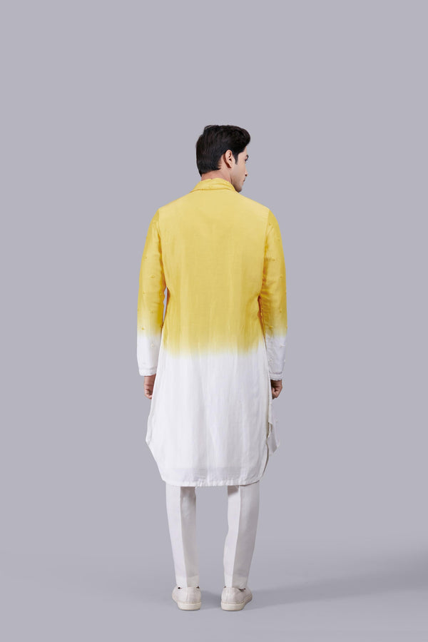 B More SHADED YELLOW PURE LINEN SILK KURTA SET