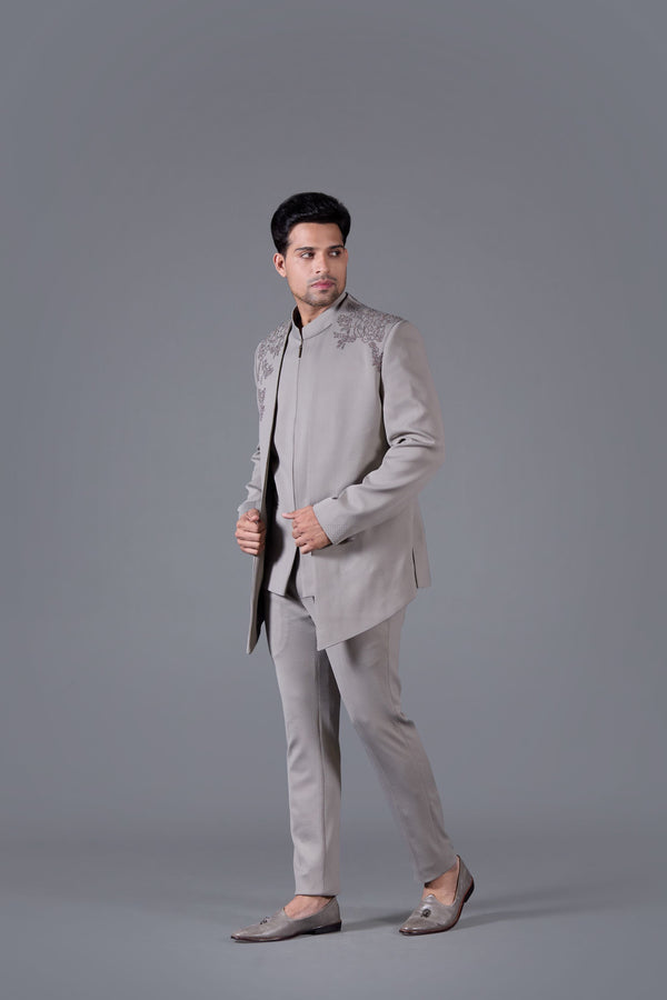 B More Silver Crest Grey Indo-western