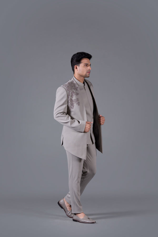 B More Silver Crest Grey Indo-western