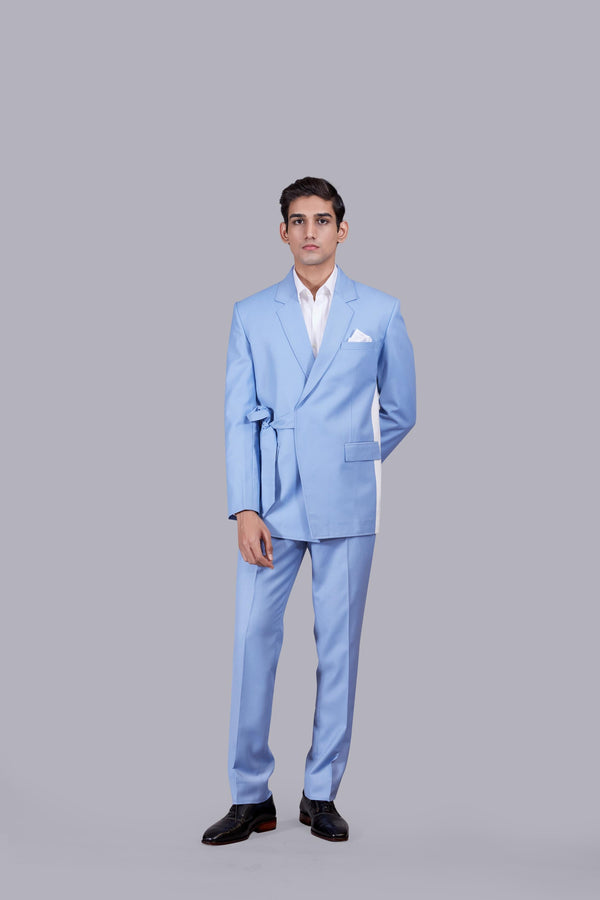 b more SKY BLUE TERRY COTTON PLAIN SUIT