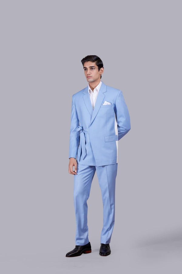 B More SKY BLUE TERRY COTTON PLAIN SUIT