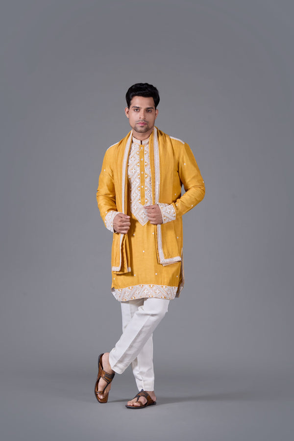 b more Sunlit Royale Linen Silk Kurta Set