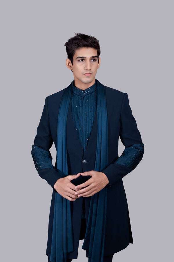 B More TEAL SATIN SILK INDOWESTERN