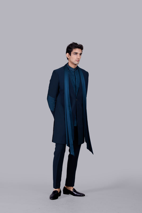 B More TEAL SATIN SILK INDOWESTERN