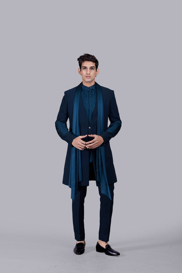 b more TEAL SATIN SILK INDOWESTERN