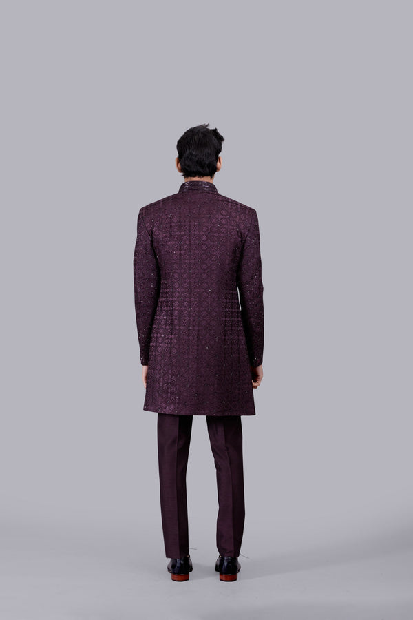 B More WINE SILK INDO THREAD WORK WESTERN