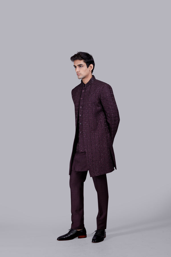 B More WINE SILK INDO THREAD WORK WESTERN