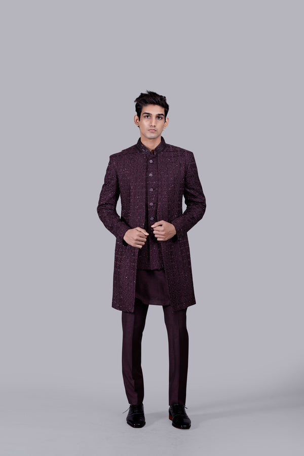 b more WINE SILK INDO THREAD WORK WESTERN