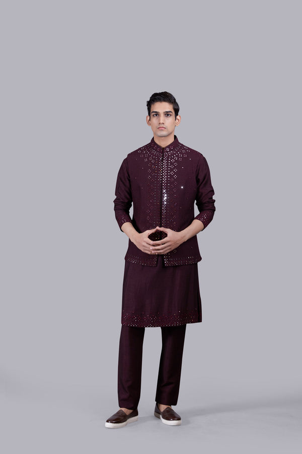 b more WINE SILK THREAD WORK BUNDI SET