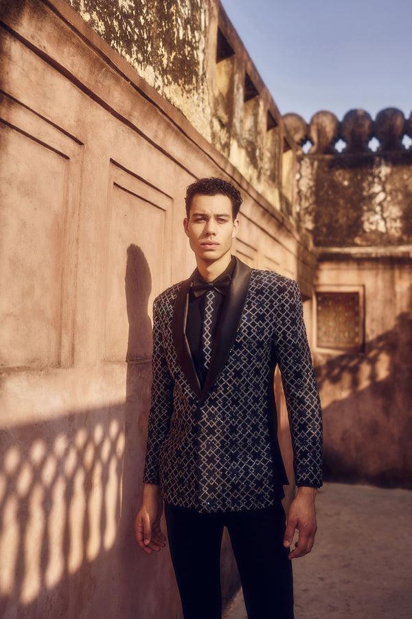 B More Black Boomariyo Swarovski Crystal Embroidery Tuxedo