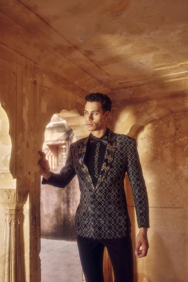 B More Black Boomariyo Swarovski Crystal Embroidery Tuxedo