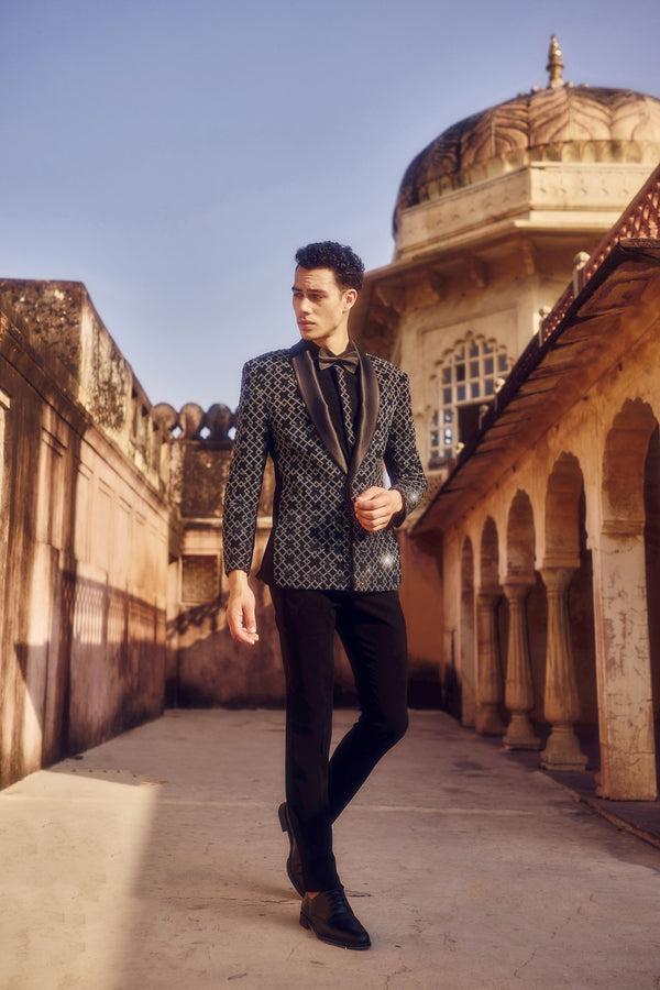 b more Black Boomariyo Swarovski Crystal Embroidery Tuxedo