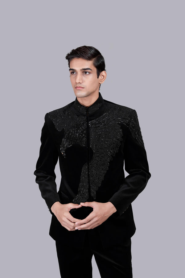 B More BLACK ITALIAN COTTON VELVET CUTDANA WORK JODHPURI