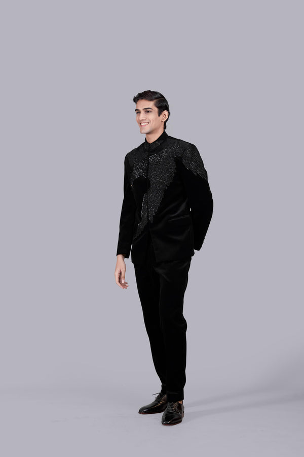 B More BLACK ITALIAN COTTON VELVET CUTDANA WORK JODHPURI