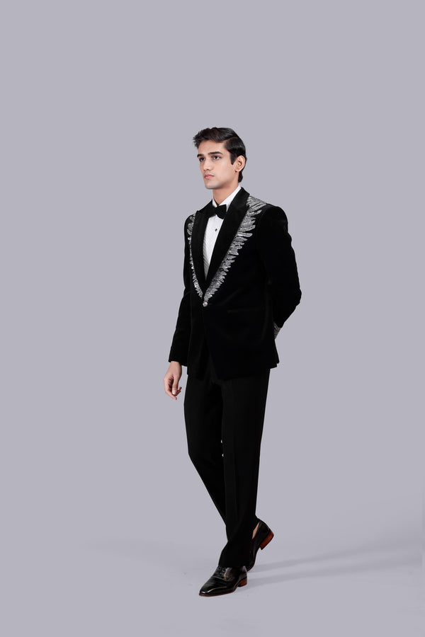B More BLACK ITALIAN COTTON VELVET CUTDANA WORK SUIT