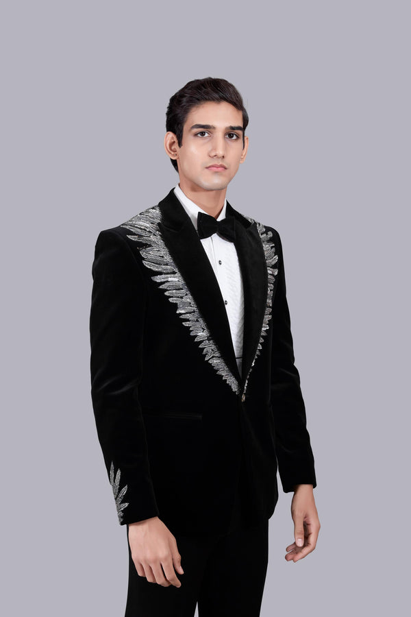 B More BLACK ITALIAN COTTON VELVET CUTDANA WORK SUIT