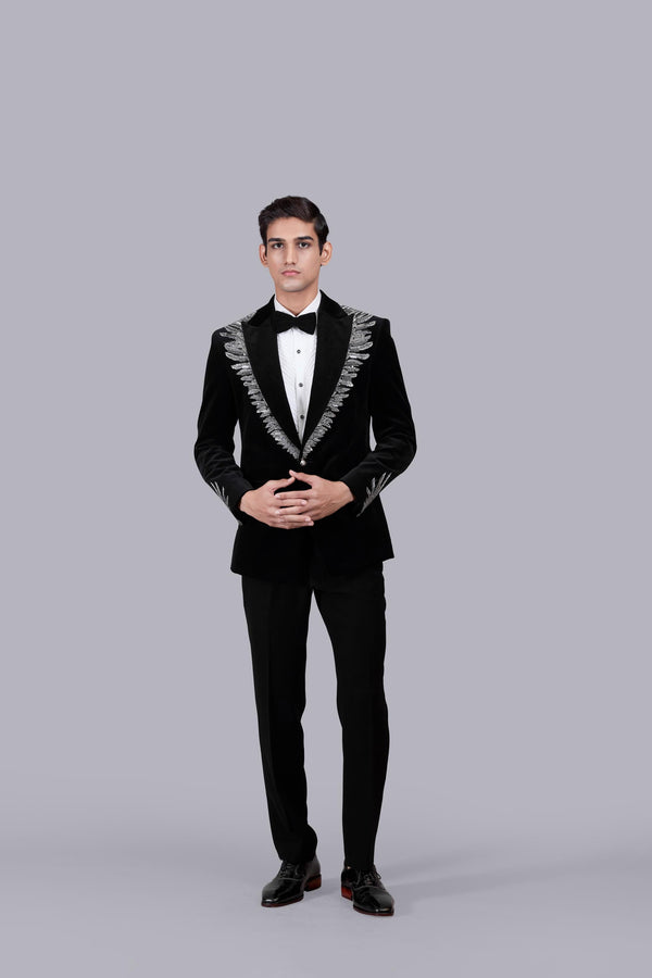 b more BLACK ITALIAN COTTON VELVET CUTDANA WORK SUIT