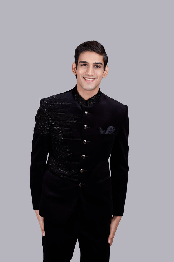 B More BLACK ITALIAN COTTON VELVET HAND WORK JODHPURI
