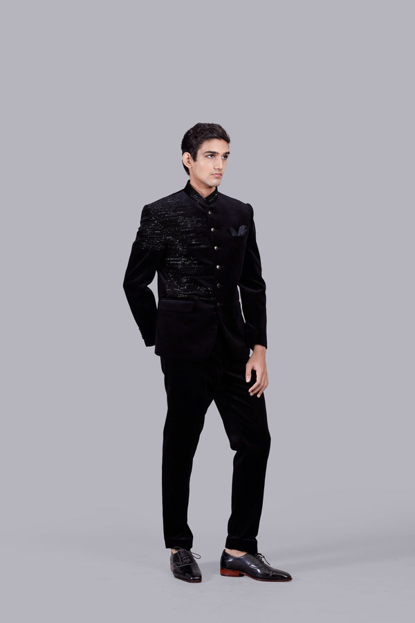 B More BLACK ITALIAN COTTON VELVET HAND WORK JODHPURI